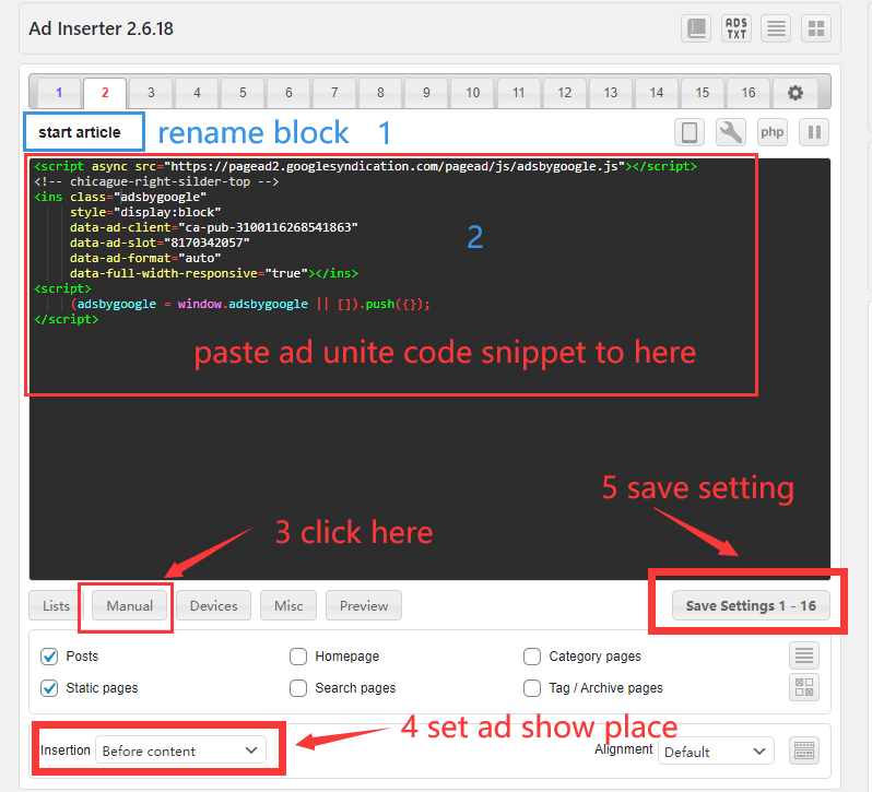 How To Control Adsense Ad Place Manually? 3